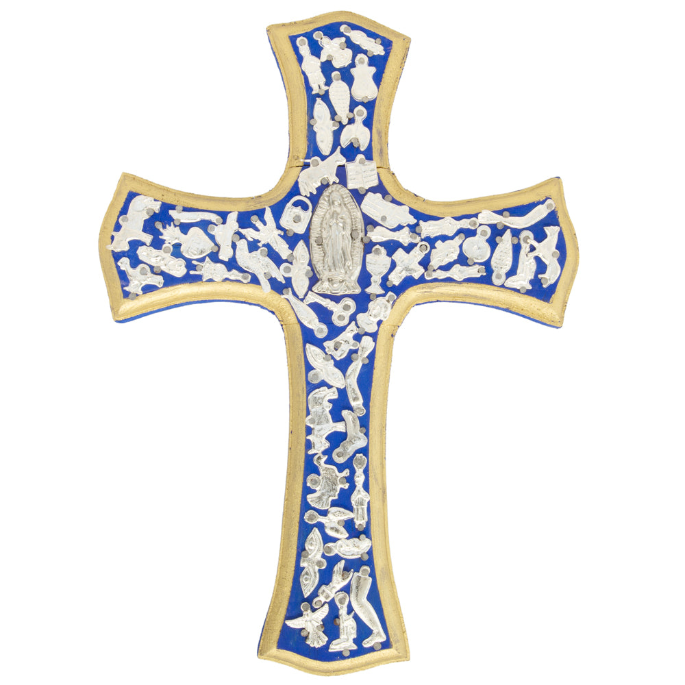 Wooden Wall Cross with Milagritos, Large