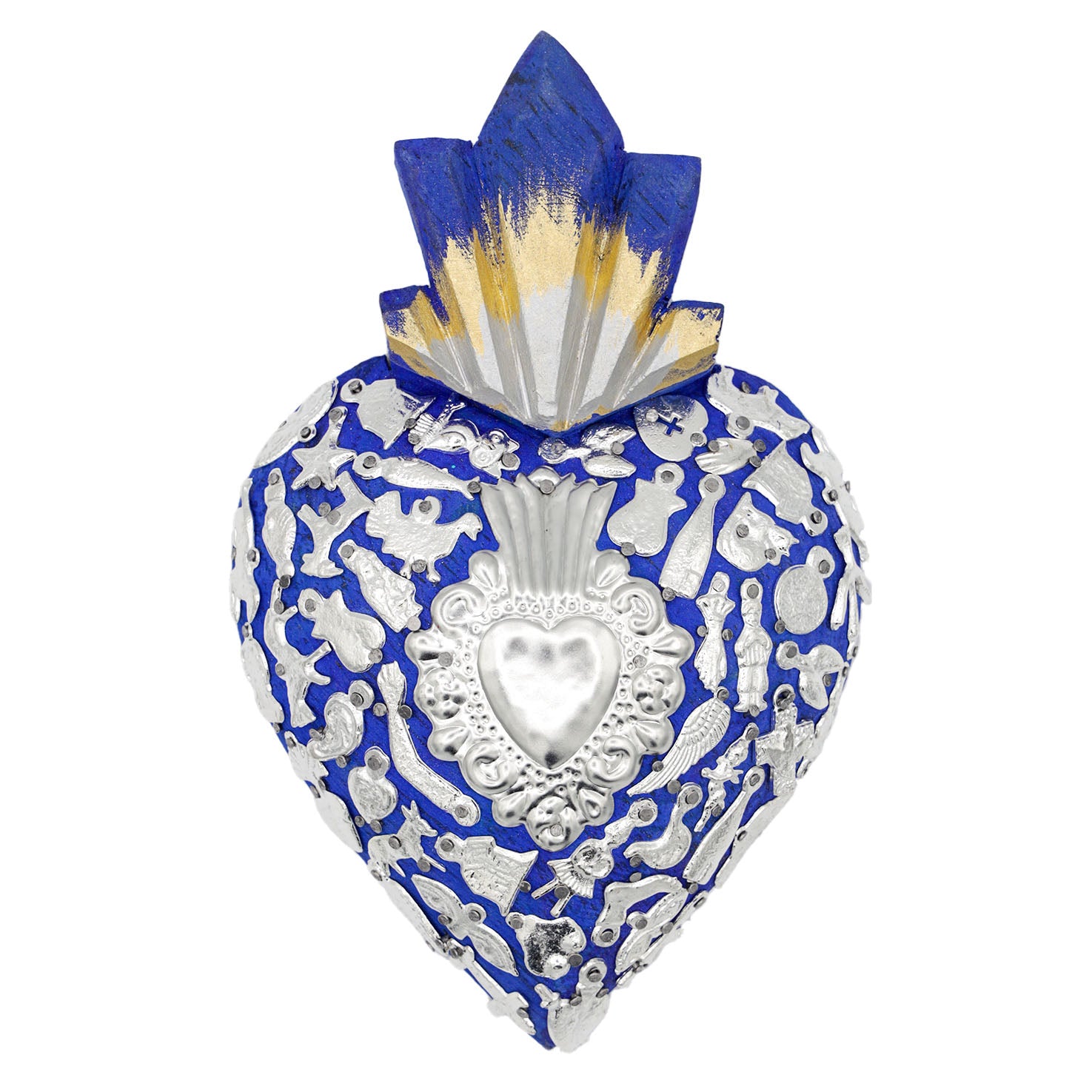 Sagrado Corazón- Large Wooden Heart with Milagritos