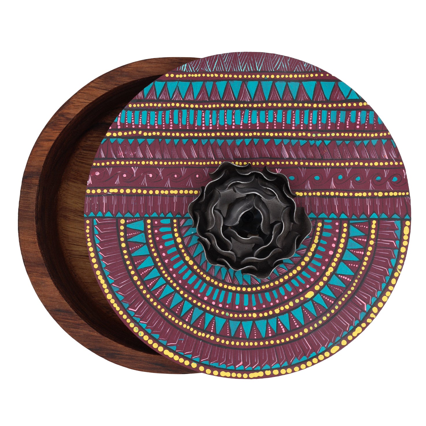 Hand-painted Parota Solid Wood Kitchen Tortillero/Basket