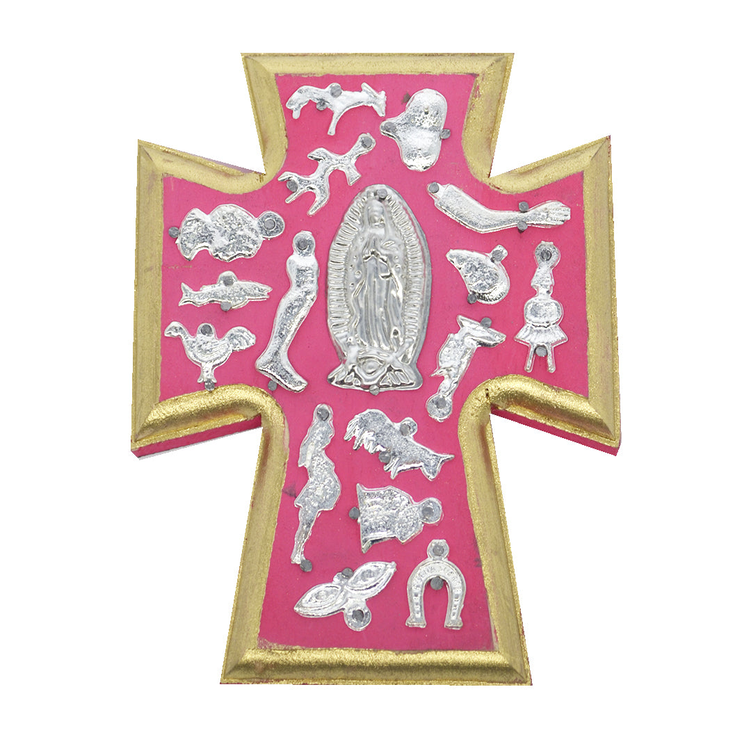 Wooden Wall Cross with Milagritos, Small