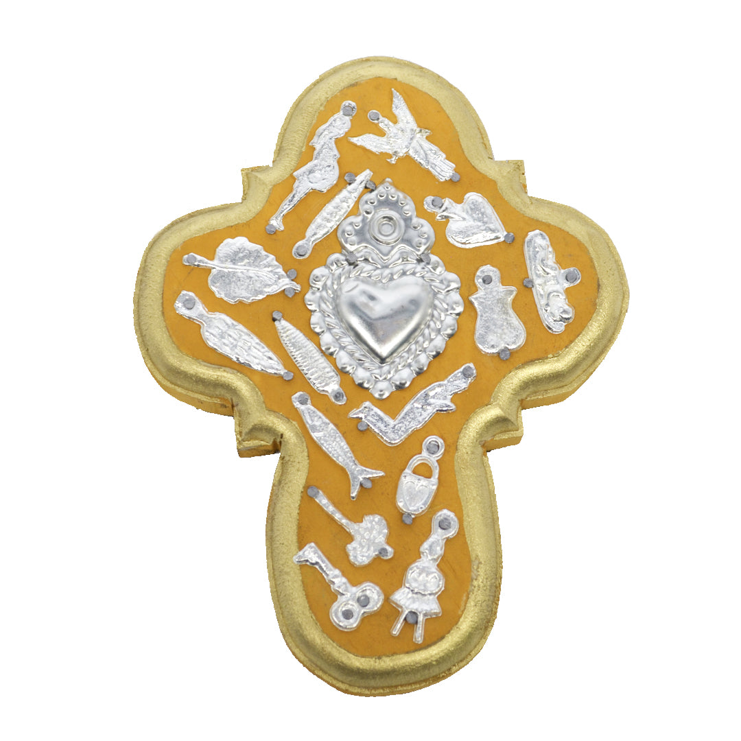 Wooden Wall Cross with Milagritos, Small