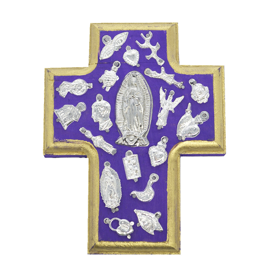 Wooden Wall Cross with Milagritos, Small