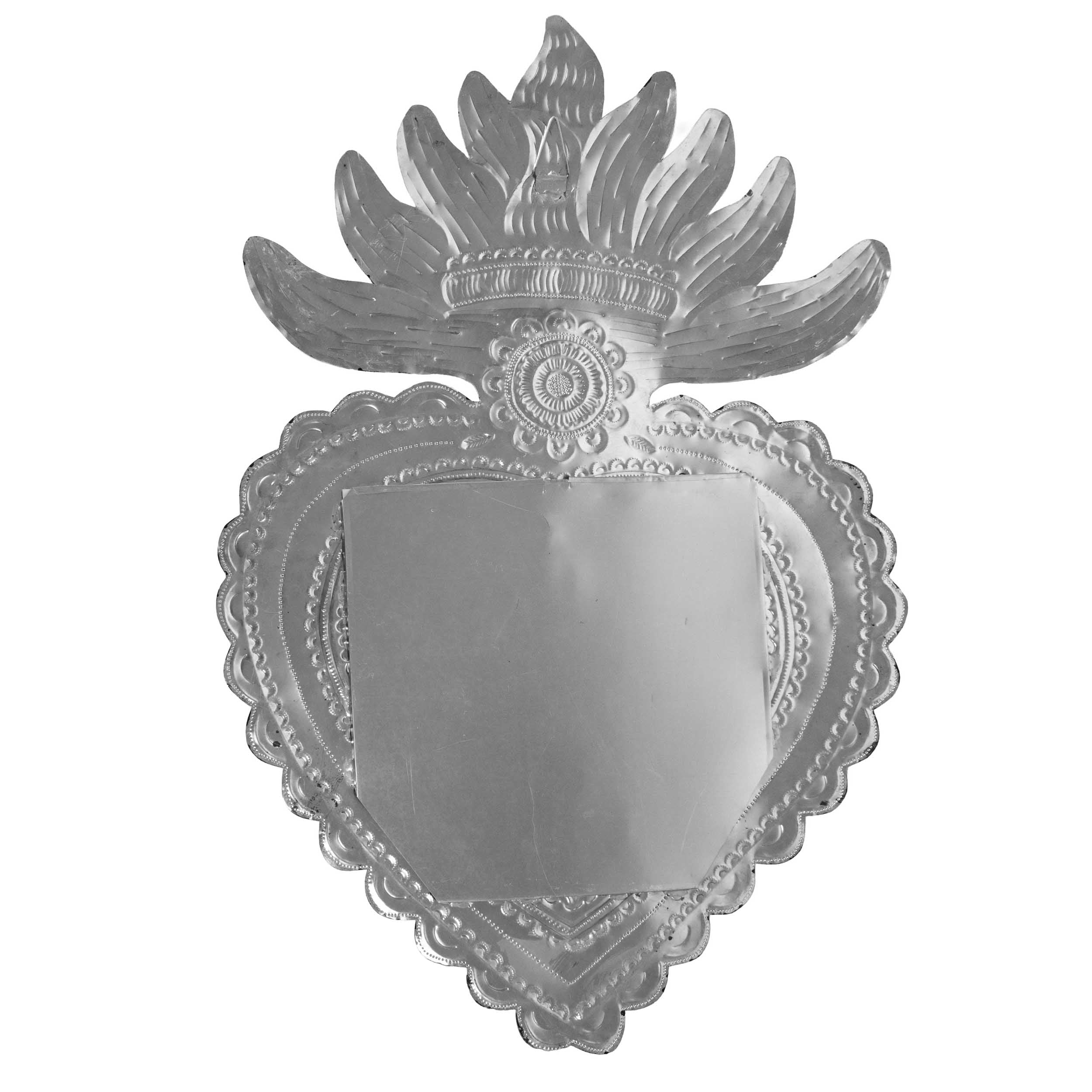 Flower Sacred Heart Milagro Mirror Tin Art Wall Decor