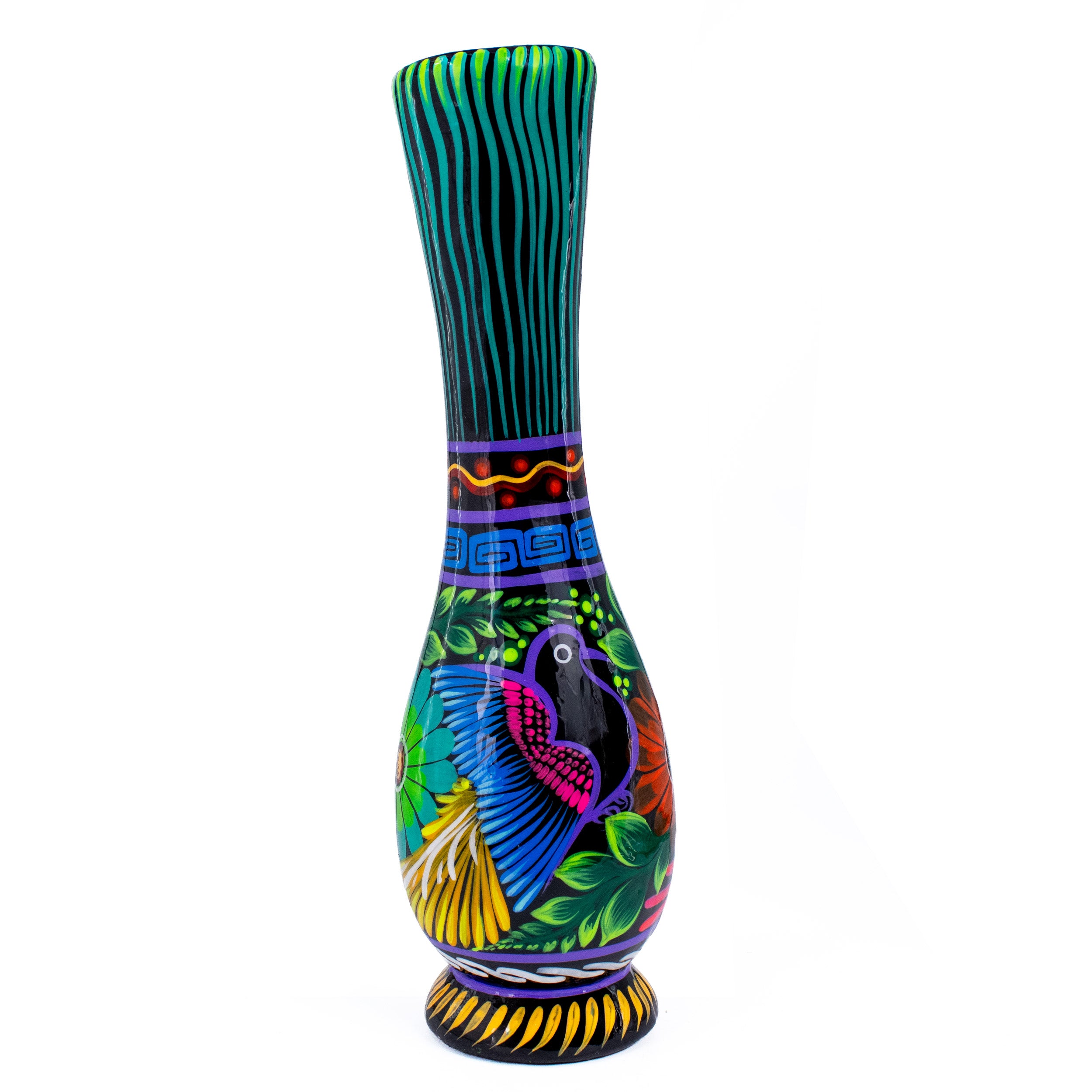 Xalitla Long Neck Hand-Painted Vase