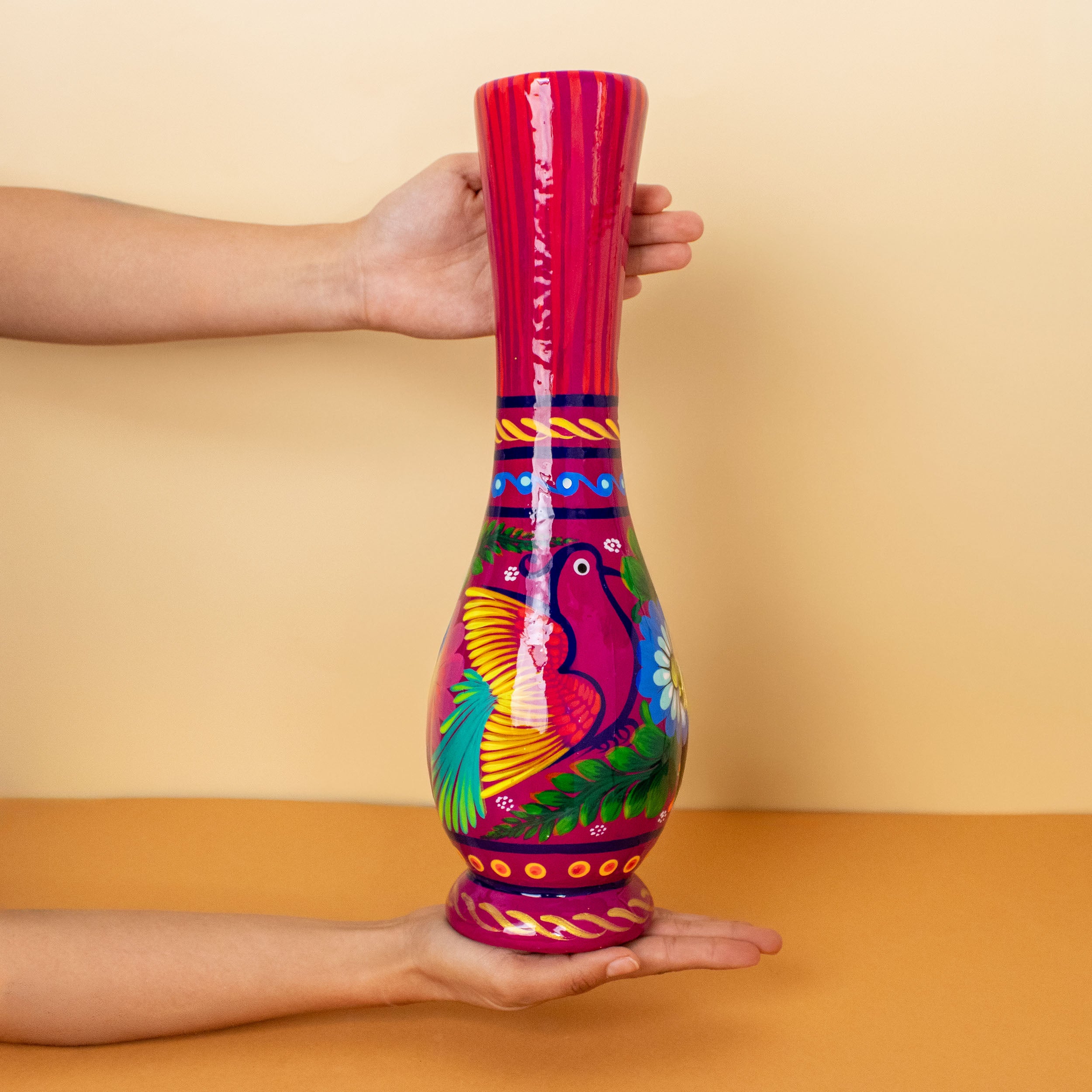 Xalitla Long Neck Hand-Painted Vase