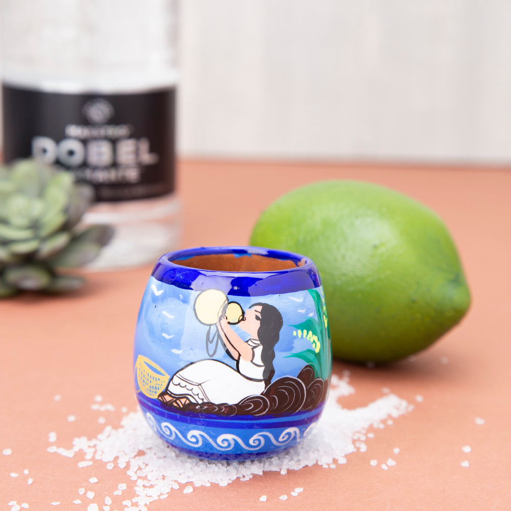 Xalitla Hand-Painted Mezcalero Round Short Shot Glass