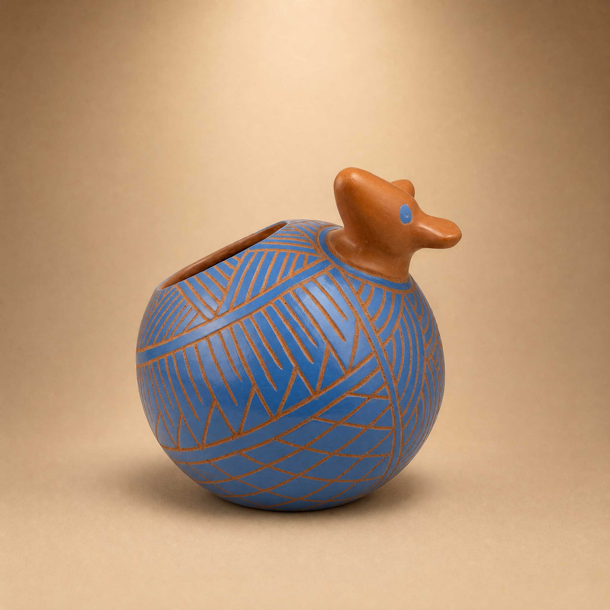 Zinapécuaro Blue Sphere Armadillo Sculpture