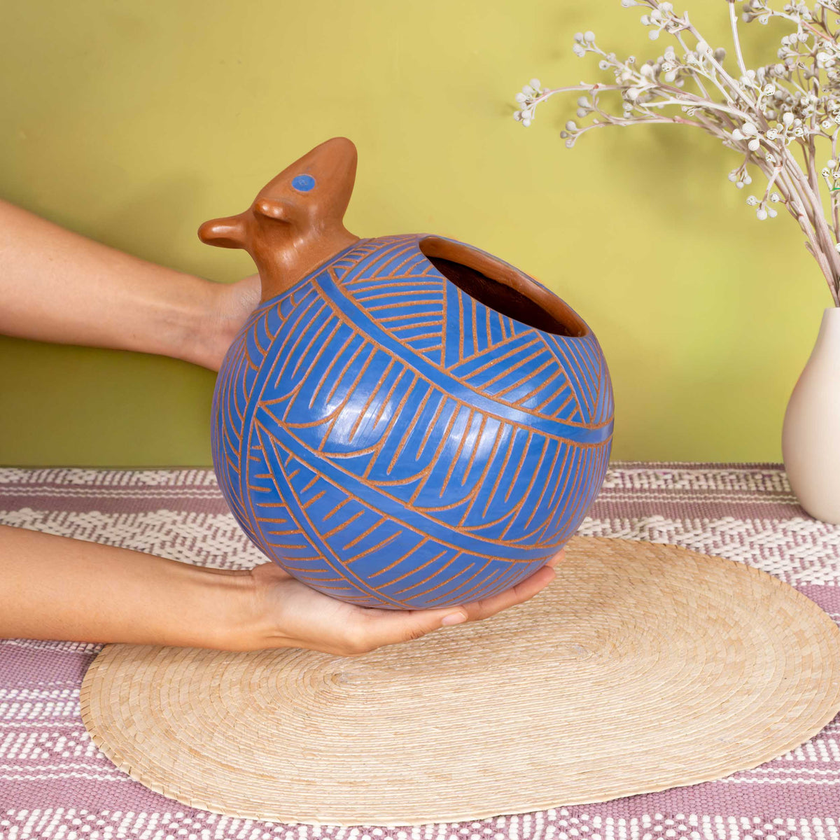 Zinapécuaro Blue Sphere Armadillo Sculpture