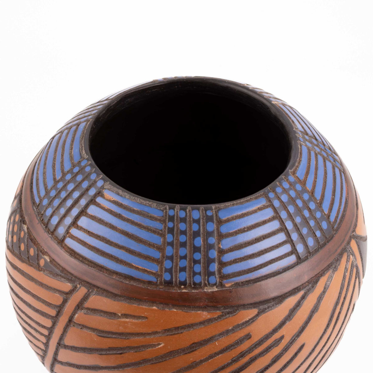 Zinapécuaro Hand-Carved Geometric Ceramic Sphere Tripod