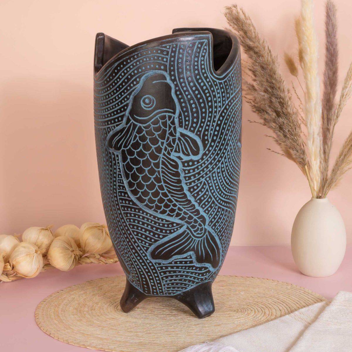 Zinapécuaro Flowing Fish Ceramic Vase