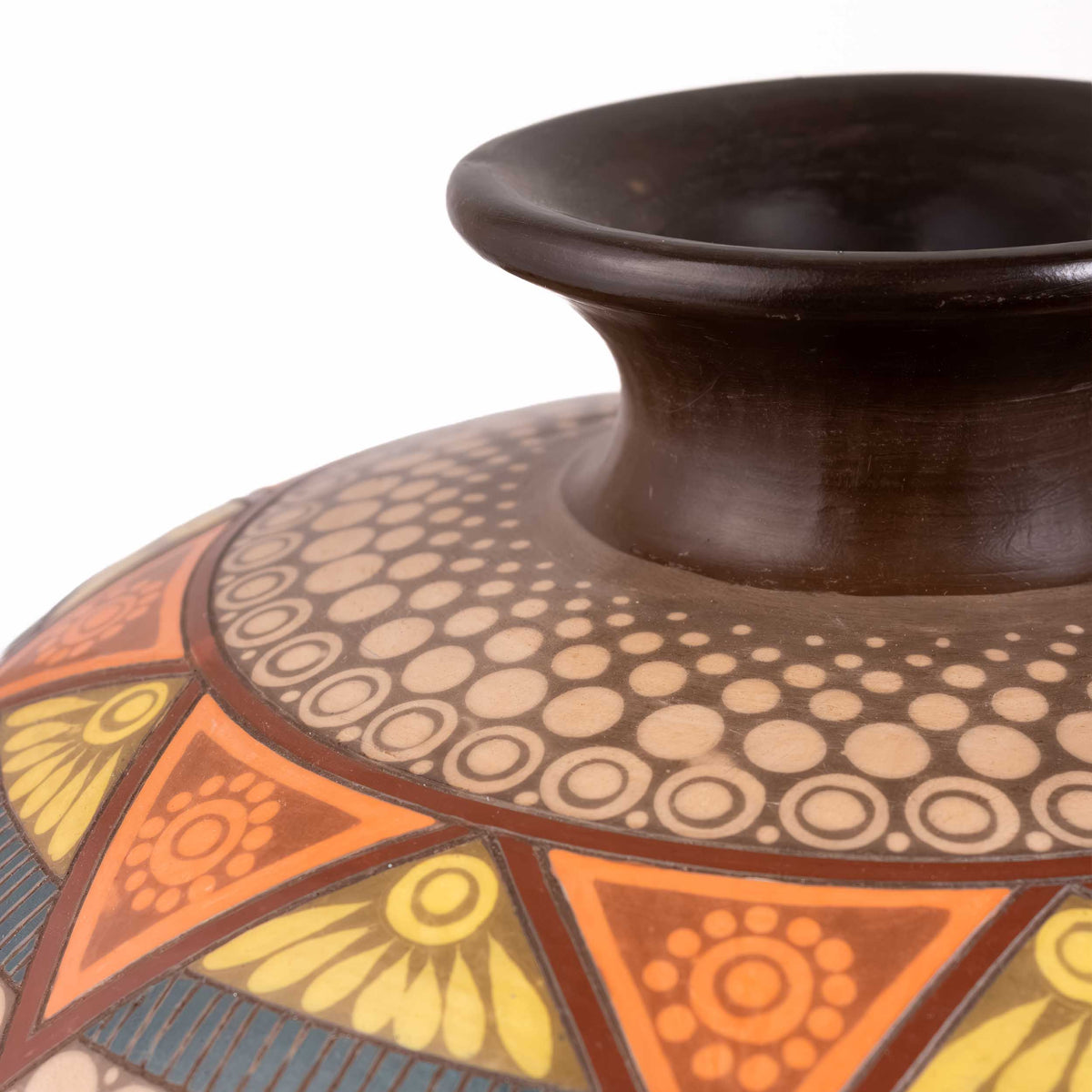 Zinapecuaro Hand-Carved Mandala Ceramic Vessel