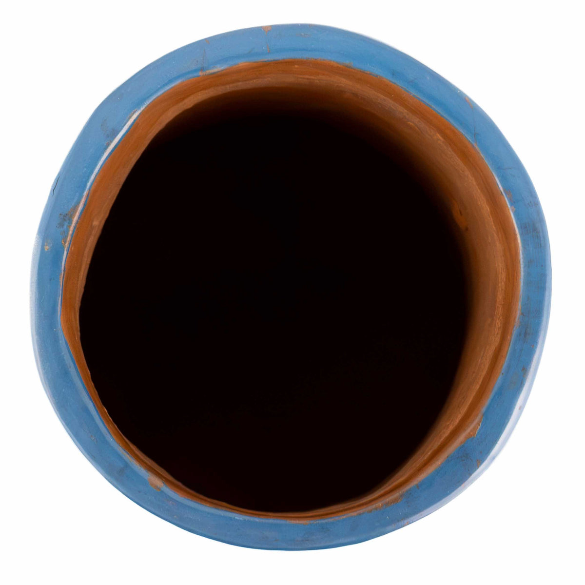 Zinapécuaro Hand-Carved Blue Dancing Geometric Vase