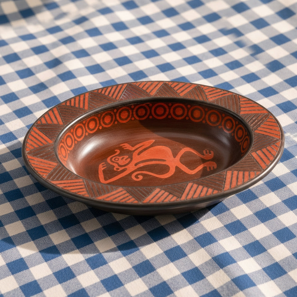 Zinapécuaro Monkey Negative Imprint Ceramic Platter