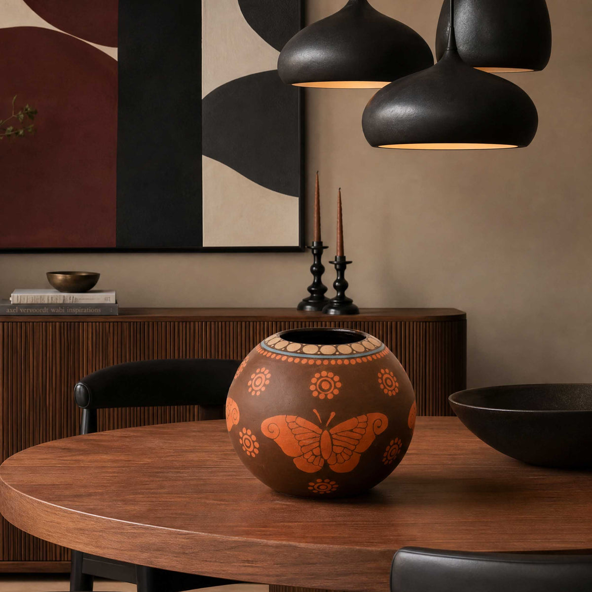 Zinapécuaro Volar Hand-Painted Ceramic Vase