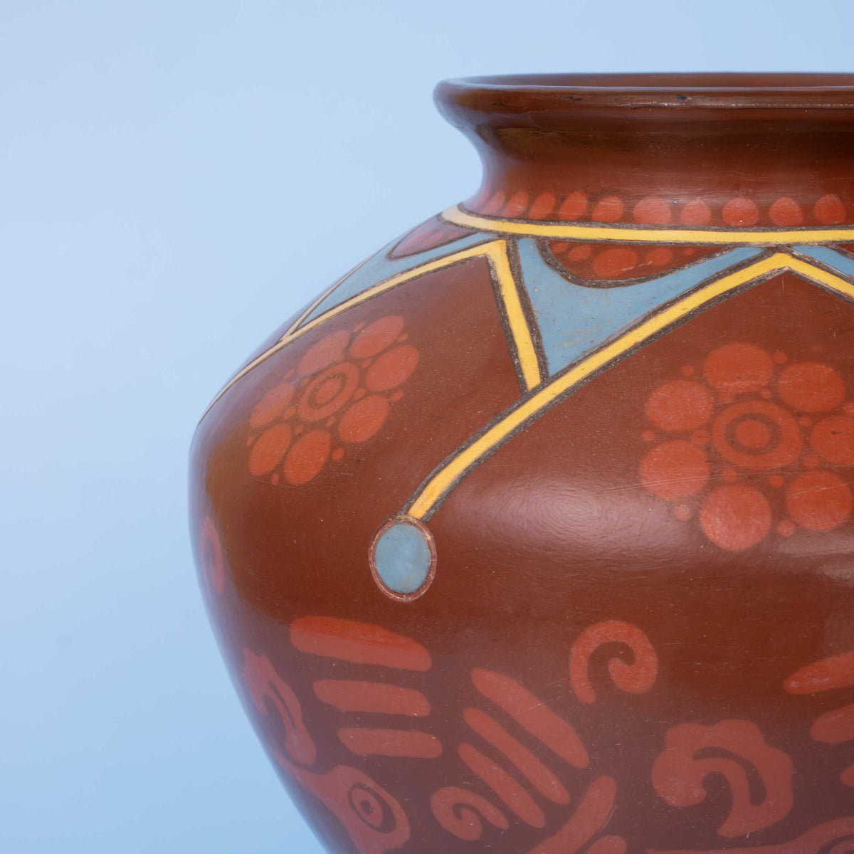 Zinapécuaro Lodo Rojo Hand-Painted Ceramic Vase