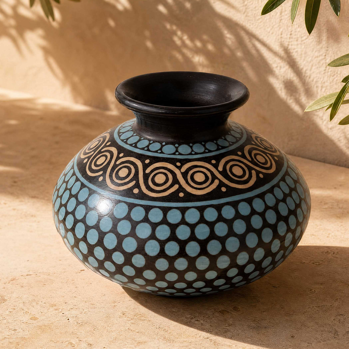 Zinapécuaro Spiral Dotted Negative Imprint Ceramic Vase