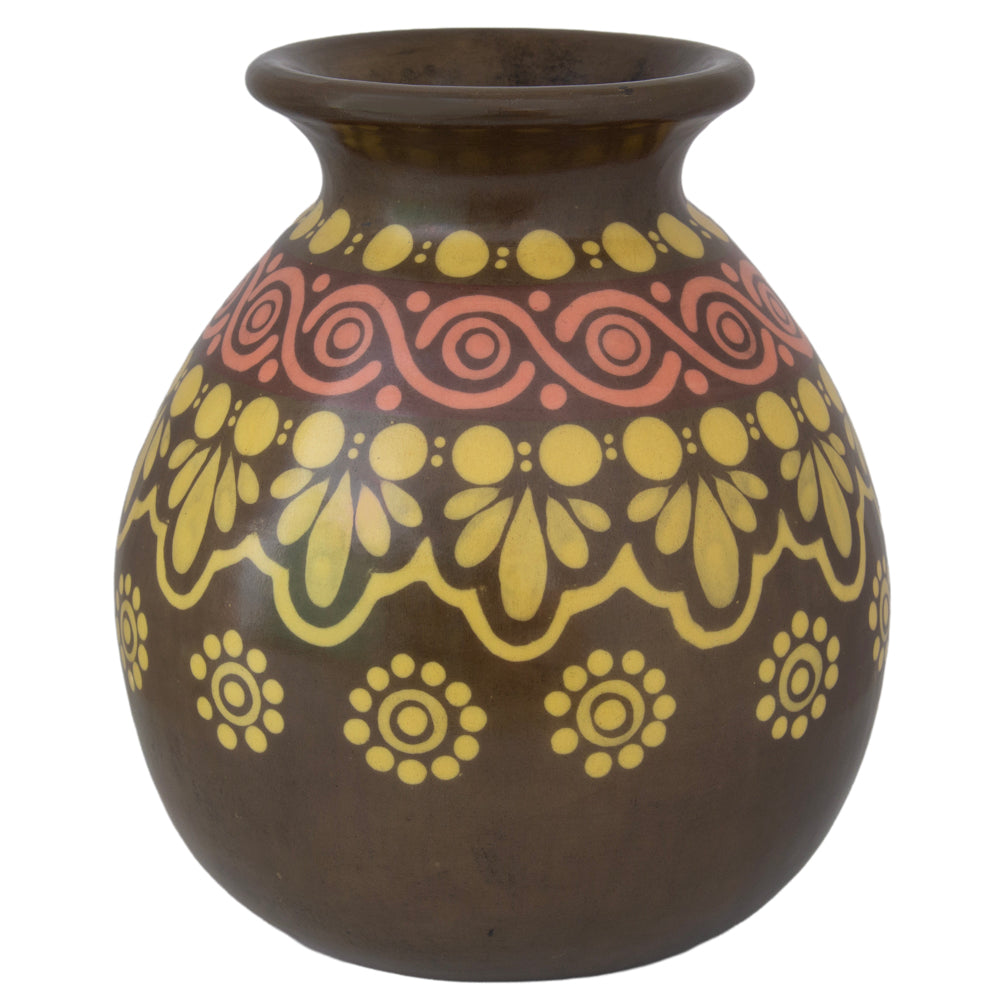 Zinapécuaro Flores Hand-Painted Ceramic Vase