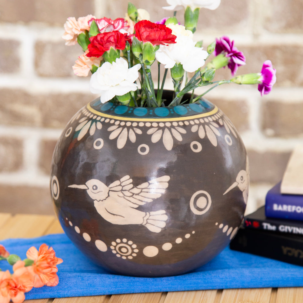 Zinapécuaro Volar Hand-Painted Ceramic Vase