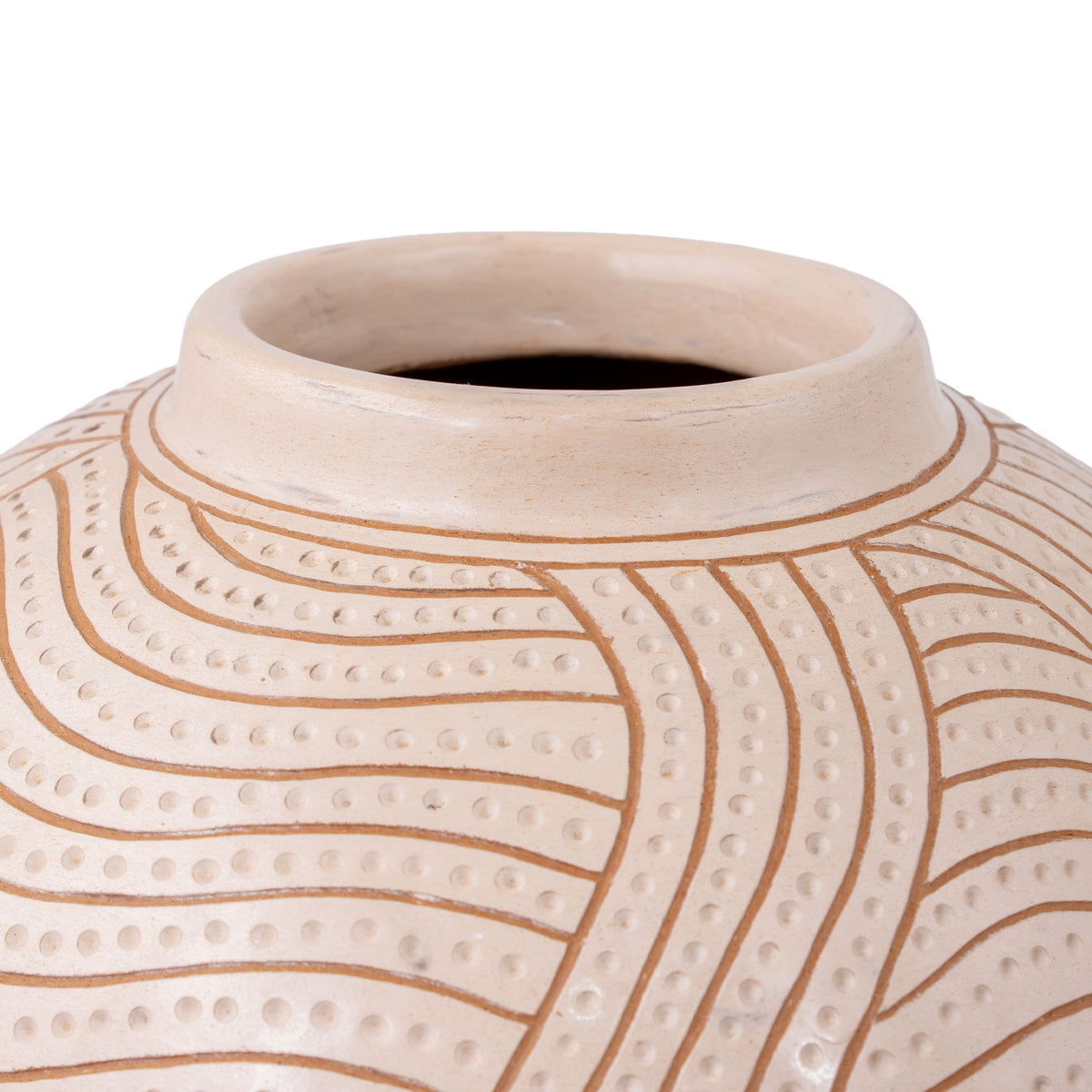 Zinapécuaro Hand-Carved White Ceramic Sphere Vase
