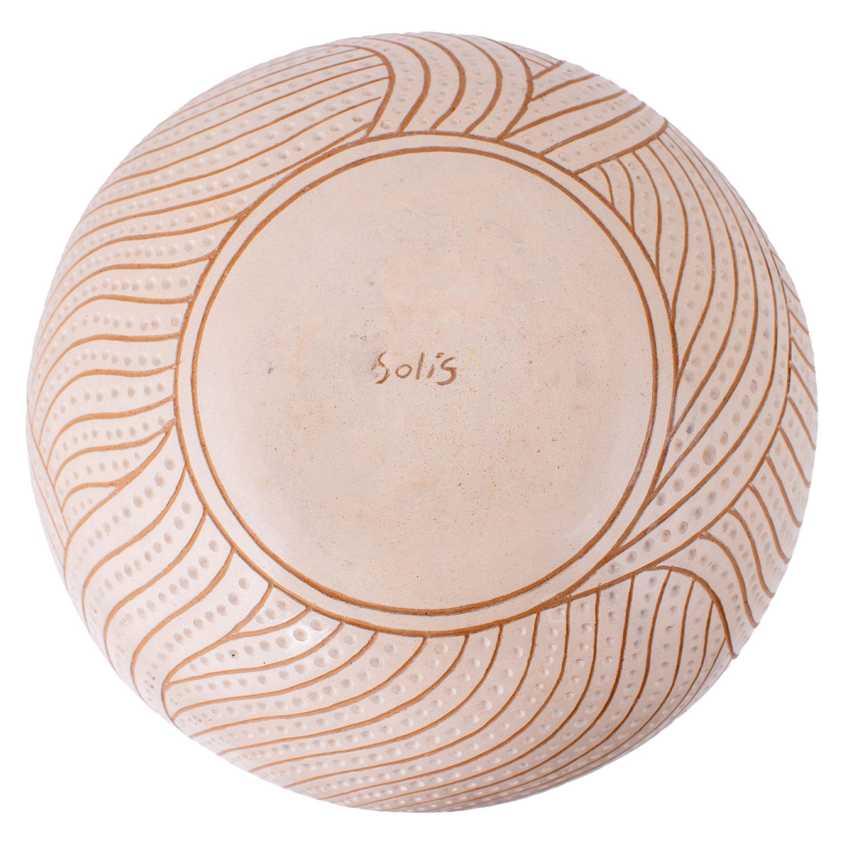 Zinapécuaro Hand-Carved White Ceramic Sphere Vase