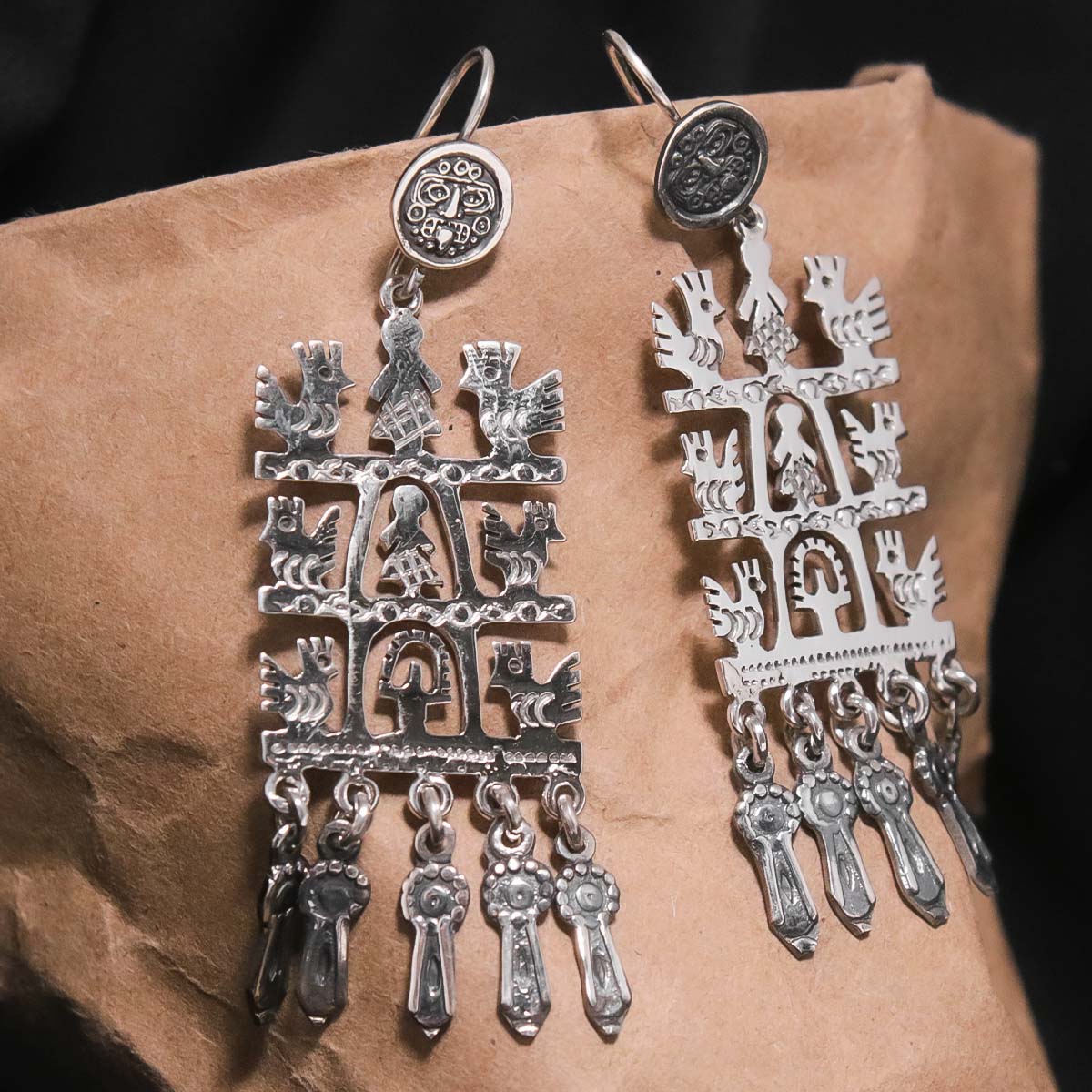Sterling Silver Roots and Wings Dangle Drop Earrings