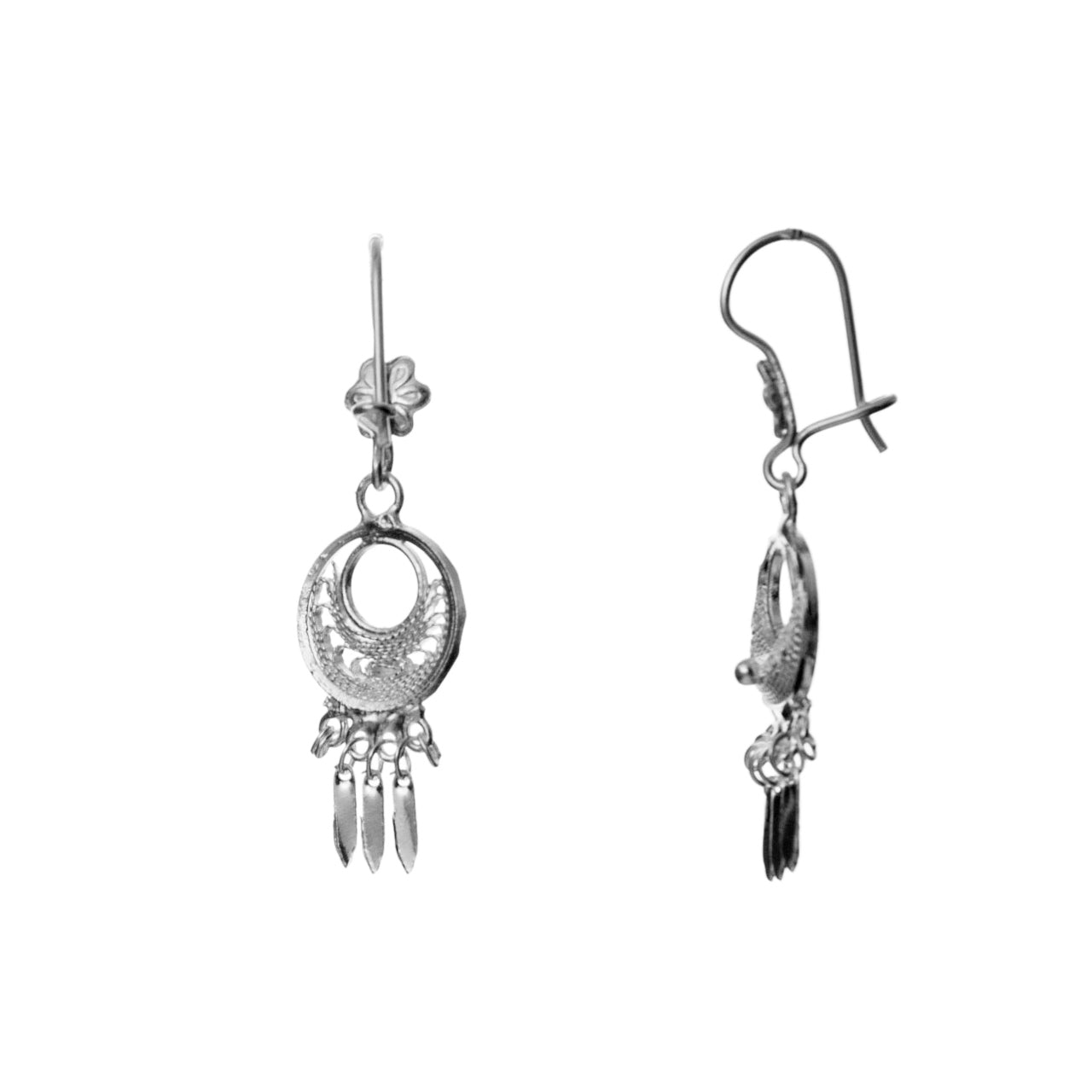 Sterling Silver Mini Round Folkloric Filigree Earrings