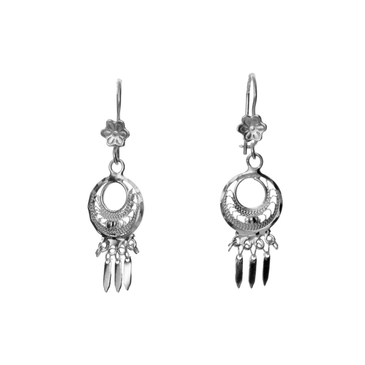 Sterling Silver Mini Round Folkloric Filigree Earrings