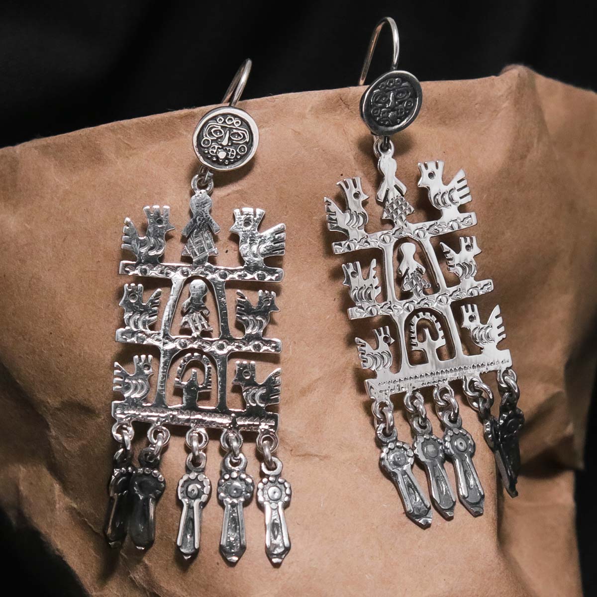 Sterling Silver Roots and Wings Dangle Drop Earrings