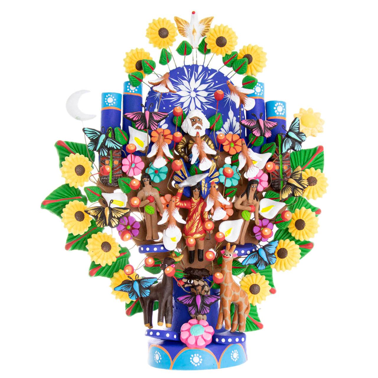 Mexican Tree of Life 1' Clay Sculpture