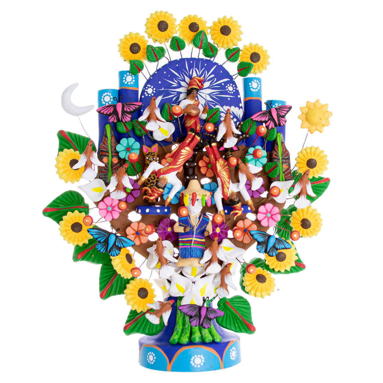 Mexican Tree of Life 1' Clay Sculpture
