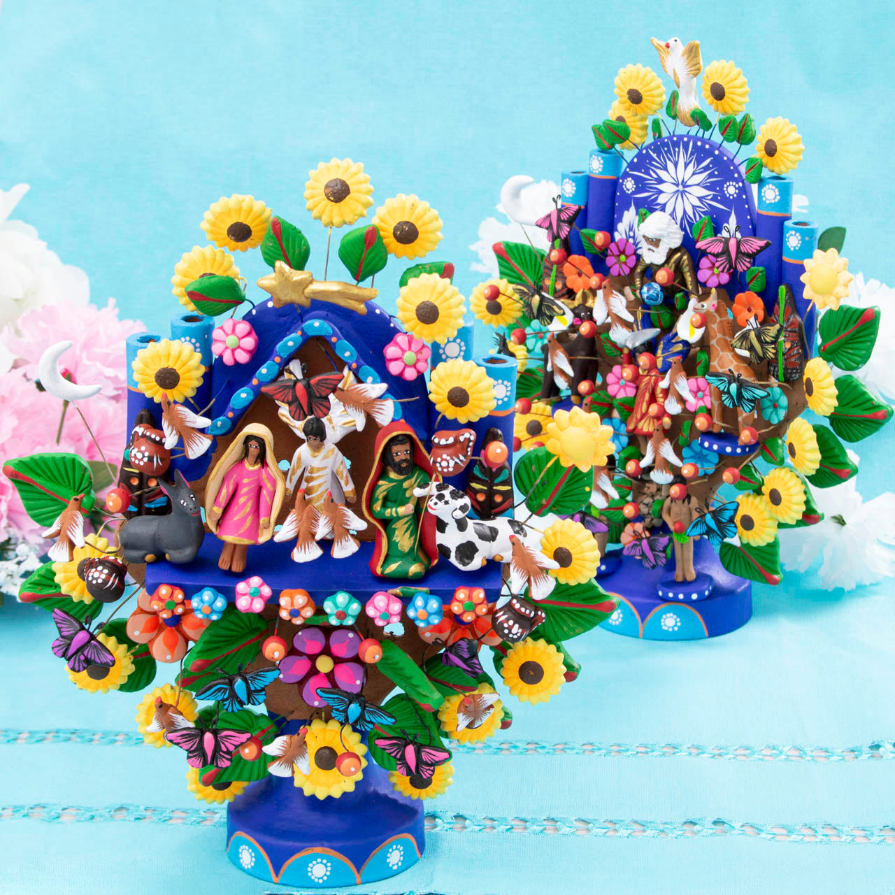 Mexican Tree of Life 1' Clay Sculpture