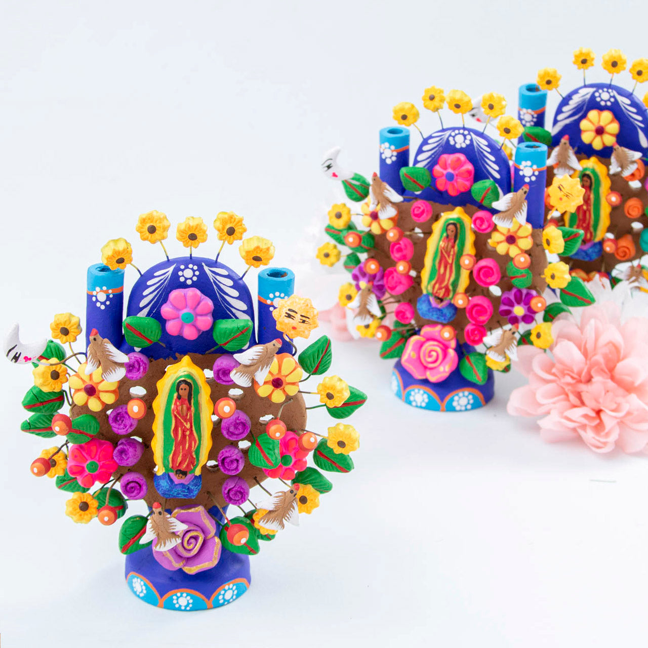 Virgen de Guadalupe Small Tree of Life Clay Sculpture