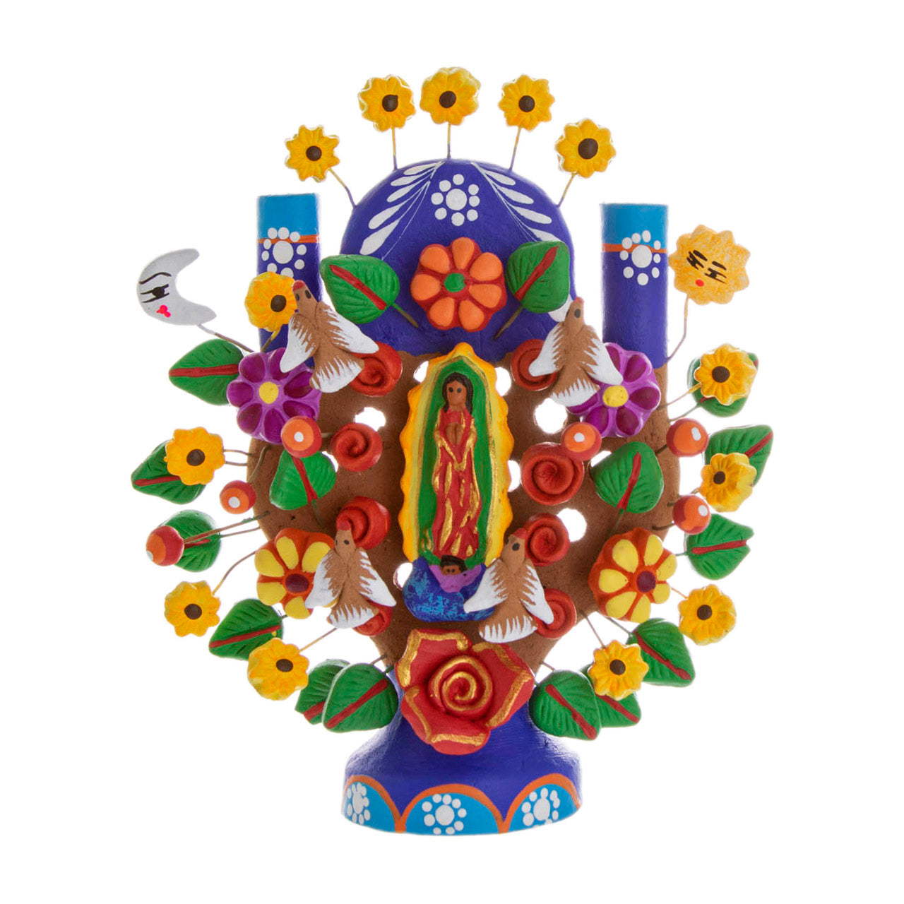 Virgen de Guadalupe Small Tree of Life Clay Sculpture