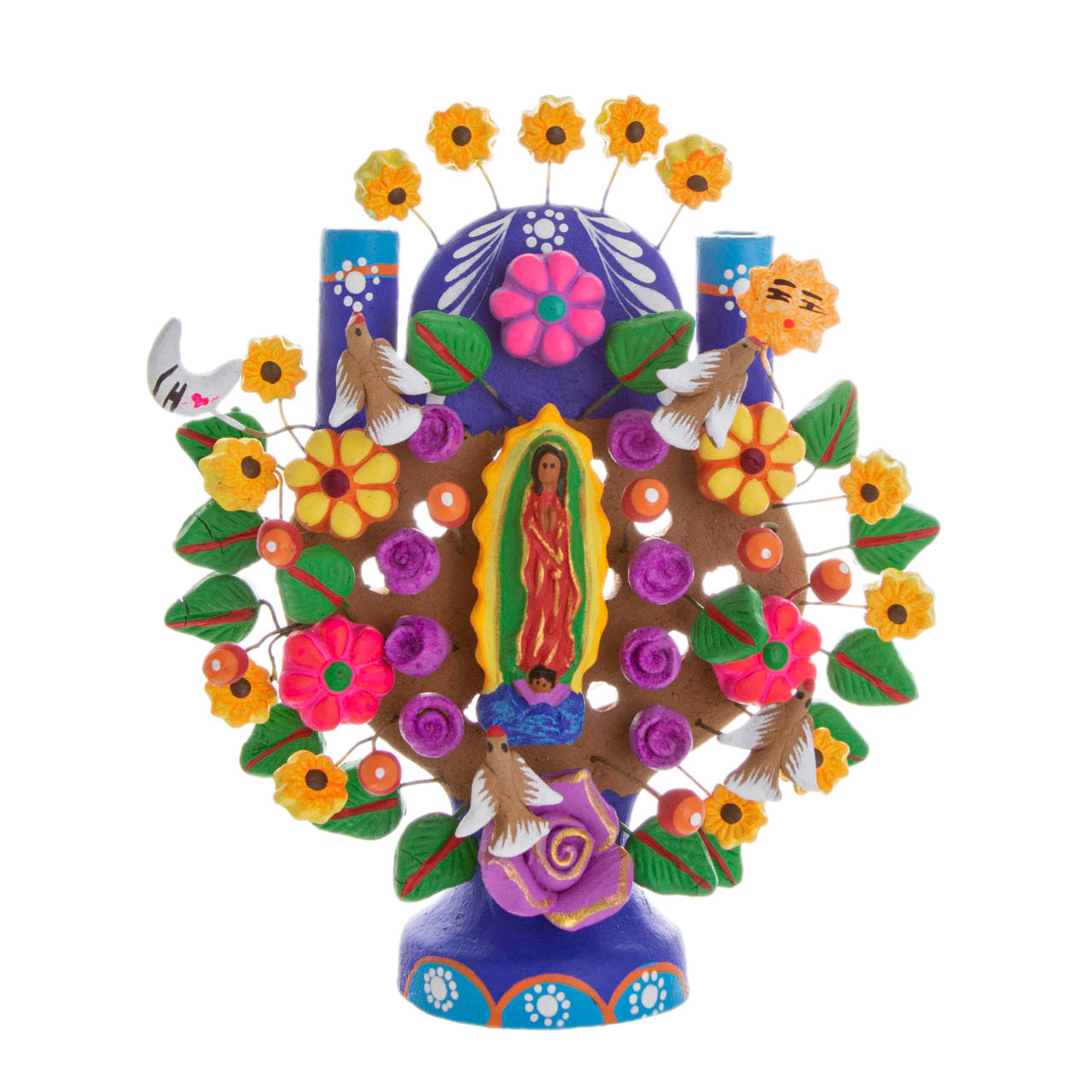 Virgen de Guadalupe Small Tree of Life Clay Sculpture