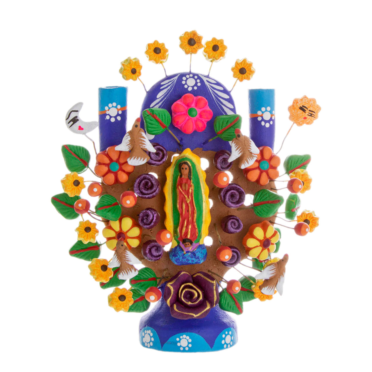 Virgen de Guadalupe Small Tree of Life Clay Sculpture