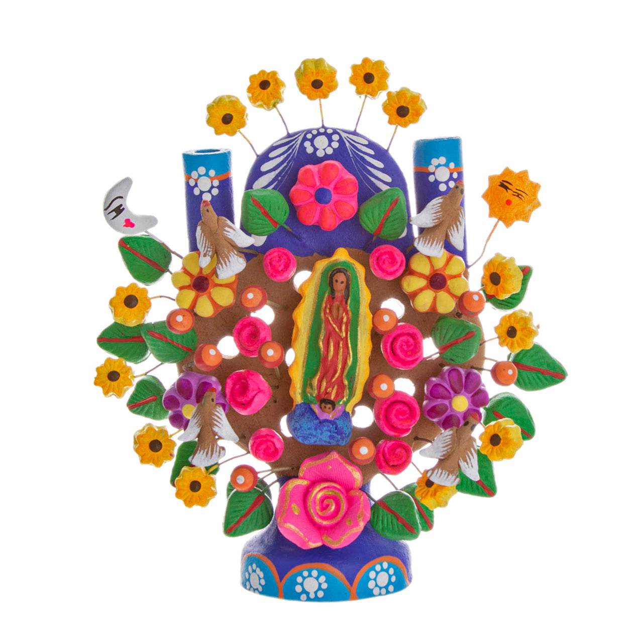 Virgen de Guadalupe Small Tree of Life Clay Sculpture