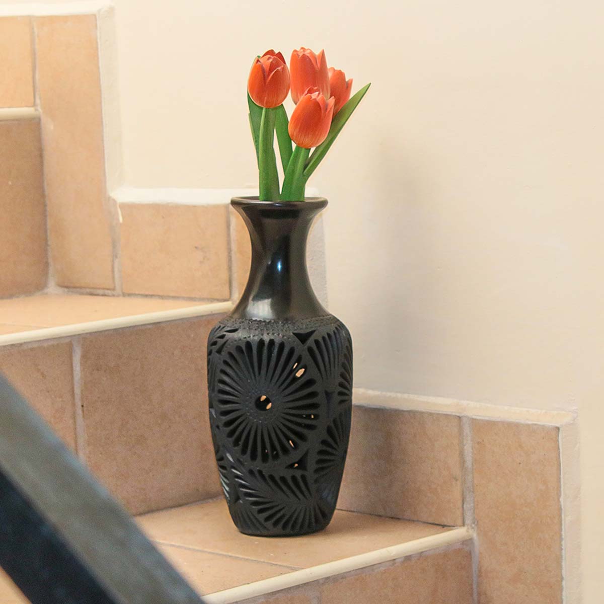 Barro Negro, Black Clay Openwork Decorative Vase - 2