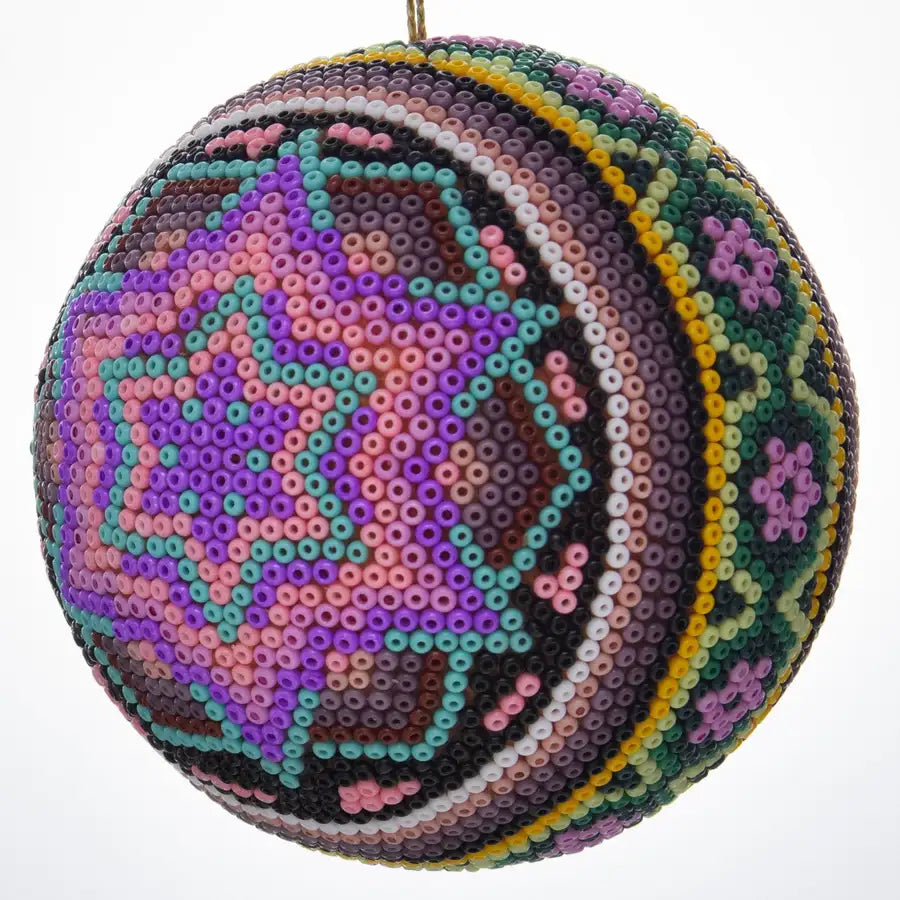 Huichol Art Round Beaded Christmas Ornament