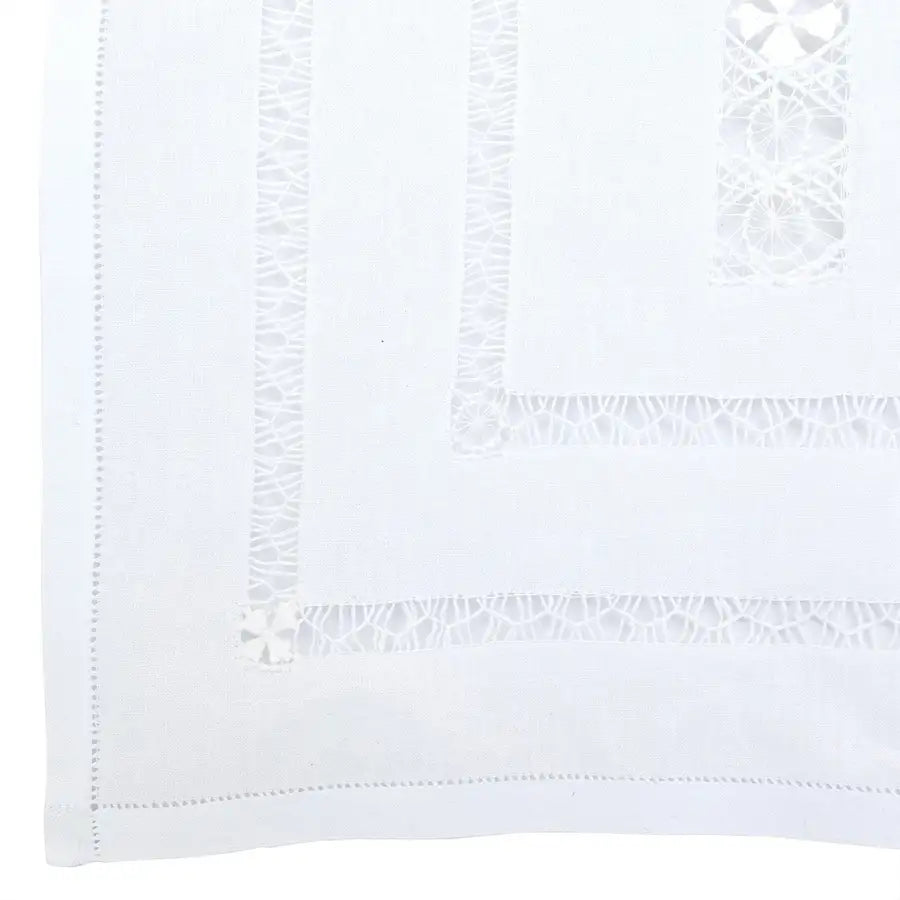 Cruces White Cotton Deshilado Table Runner - 3