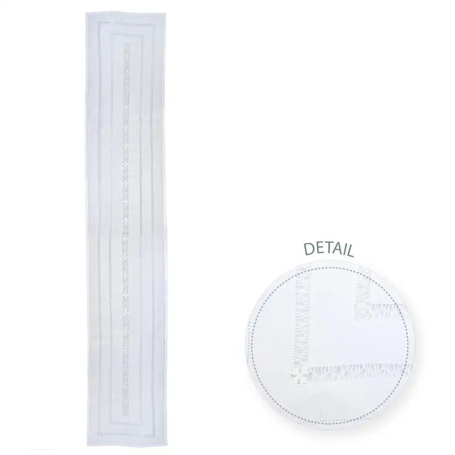 Cruces White Cotton Deshilado Table Runner - 1