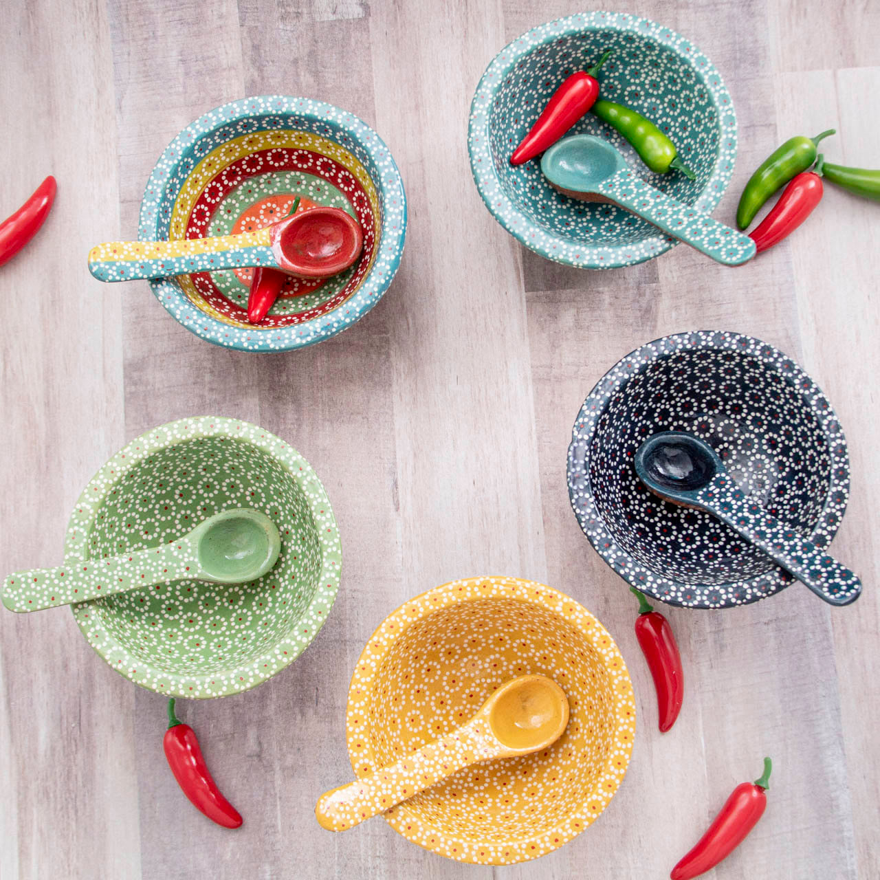 Capula Molcajete Clay Bowl and Matching Spoon