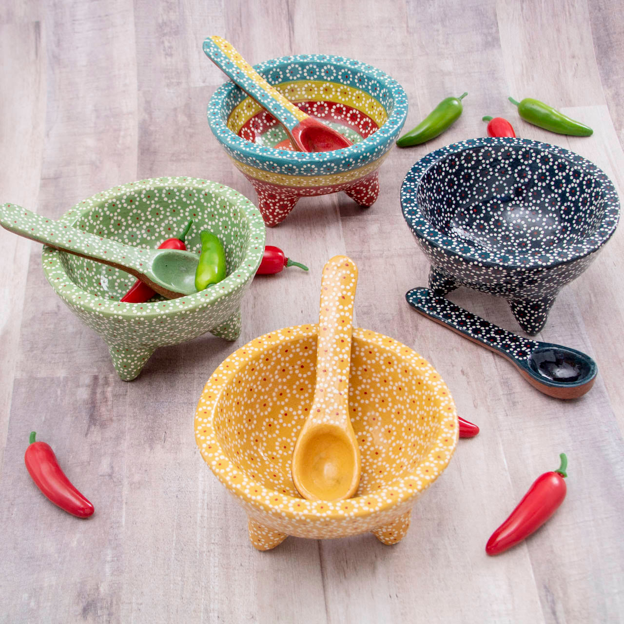 Capula Molcajete Clay Bowl and Matching Spoon