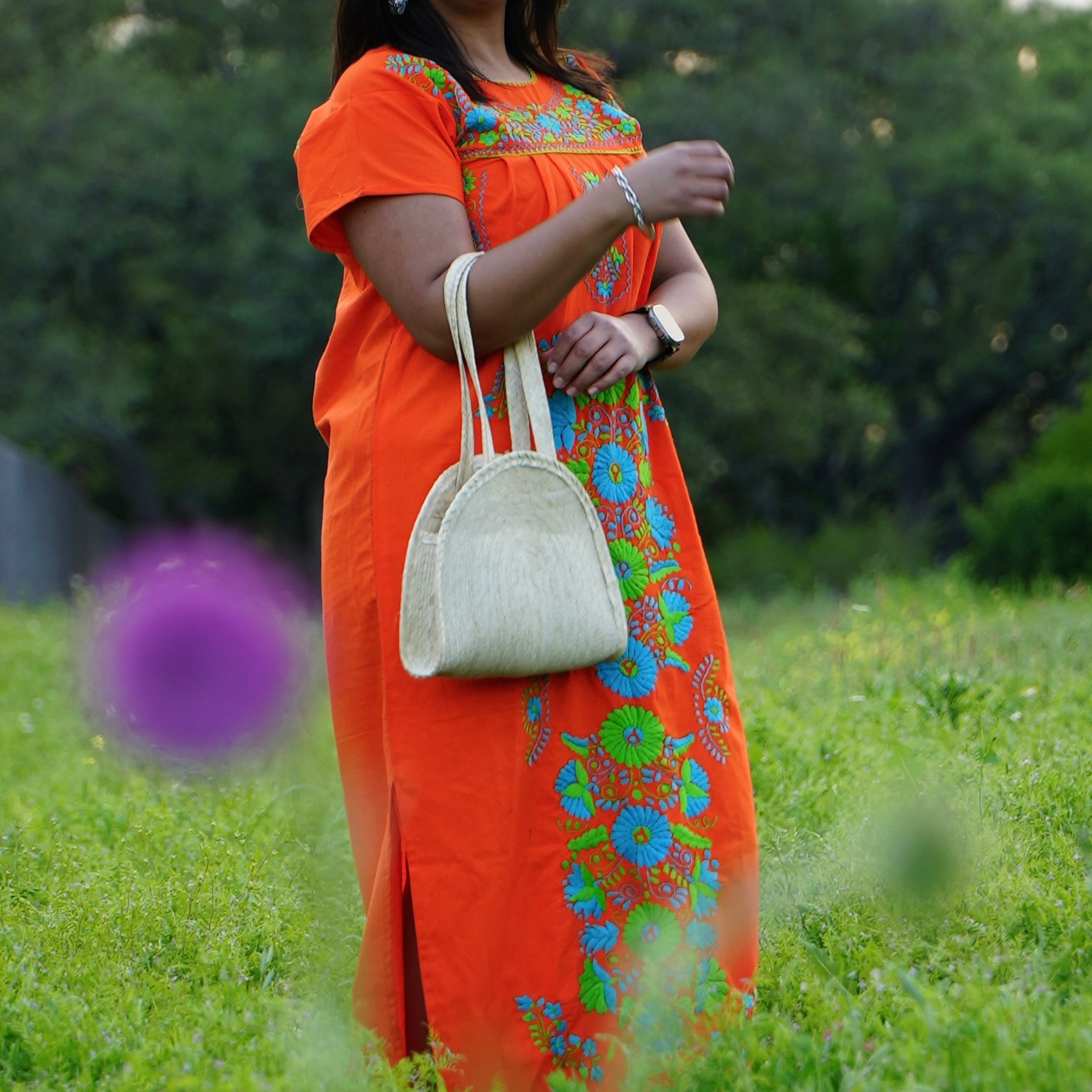 Chilac Floral Embroidered Mexican Long Dress