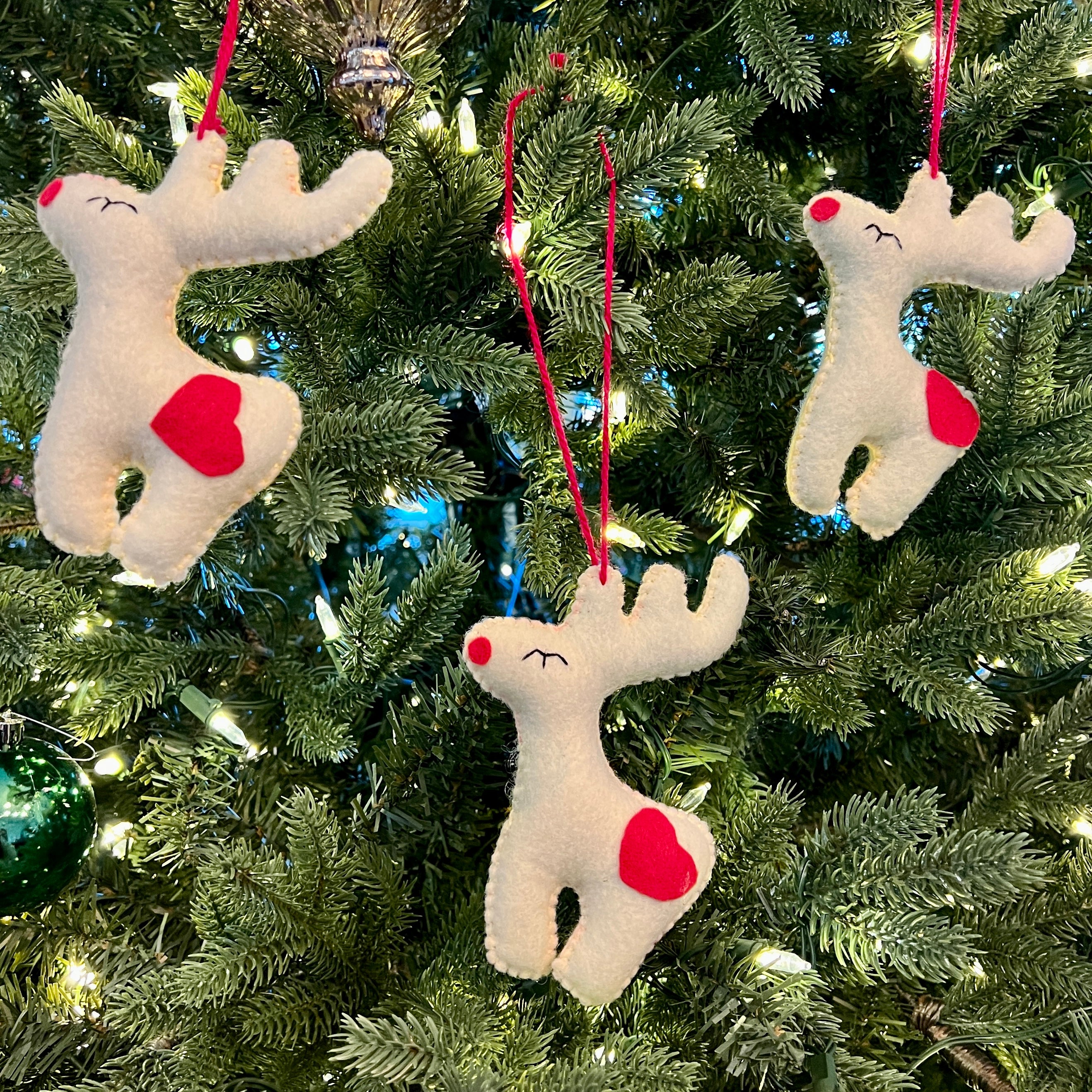 Plush Reindeer Pom Pom Ornament