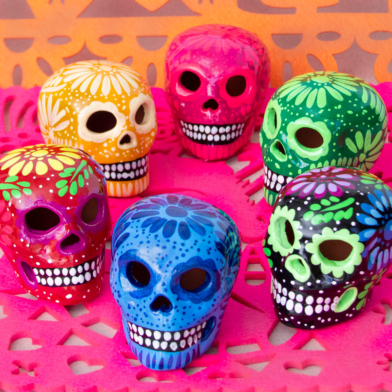 Hand Painted Clay Sugar Skull, Calaveras