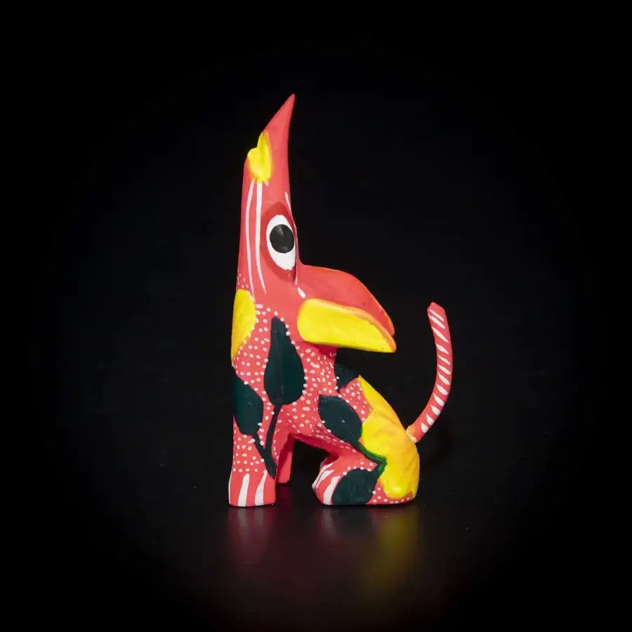 Hand Painted Howling Coyote Wooden Figurine - 5