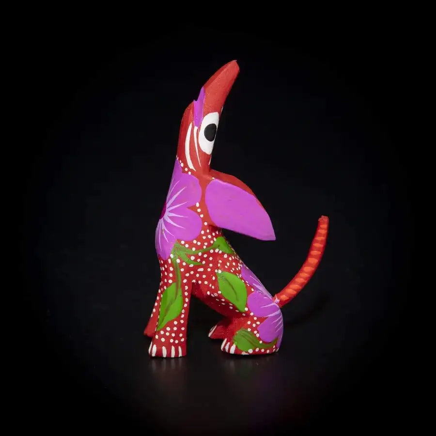 Hand Painted Howling Coyote Wooden Figurine - 7