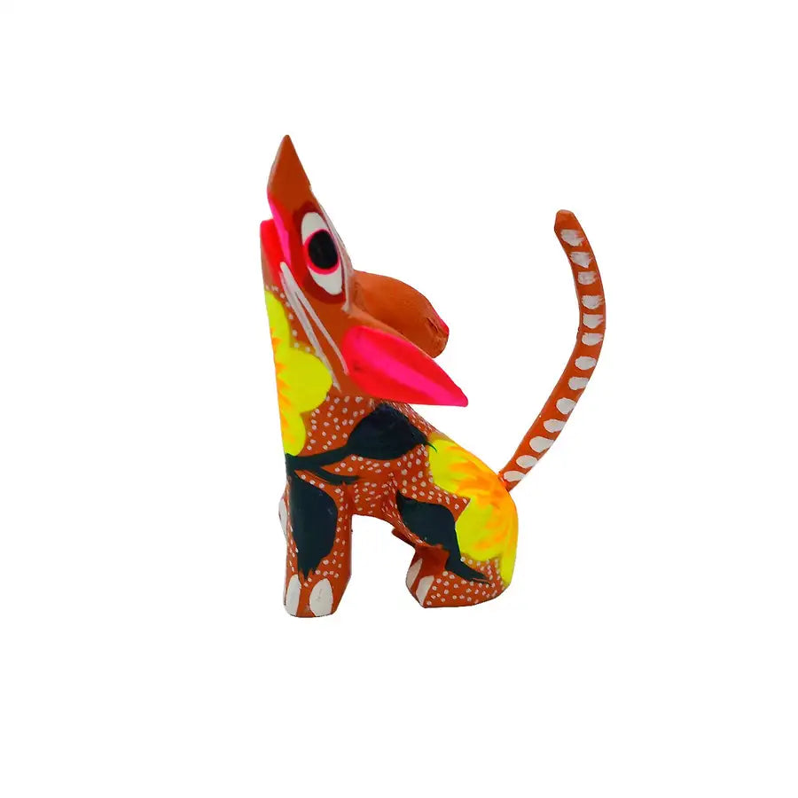 Hand Painted Howling Coyote Wooden Figurine - 10