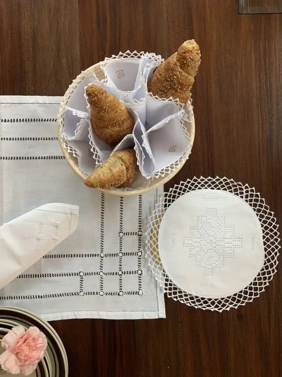 Deshilado Cotton Bread Basket Liner with Individual Pockets - 8