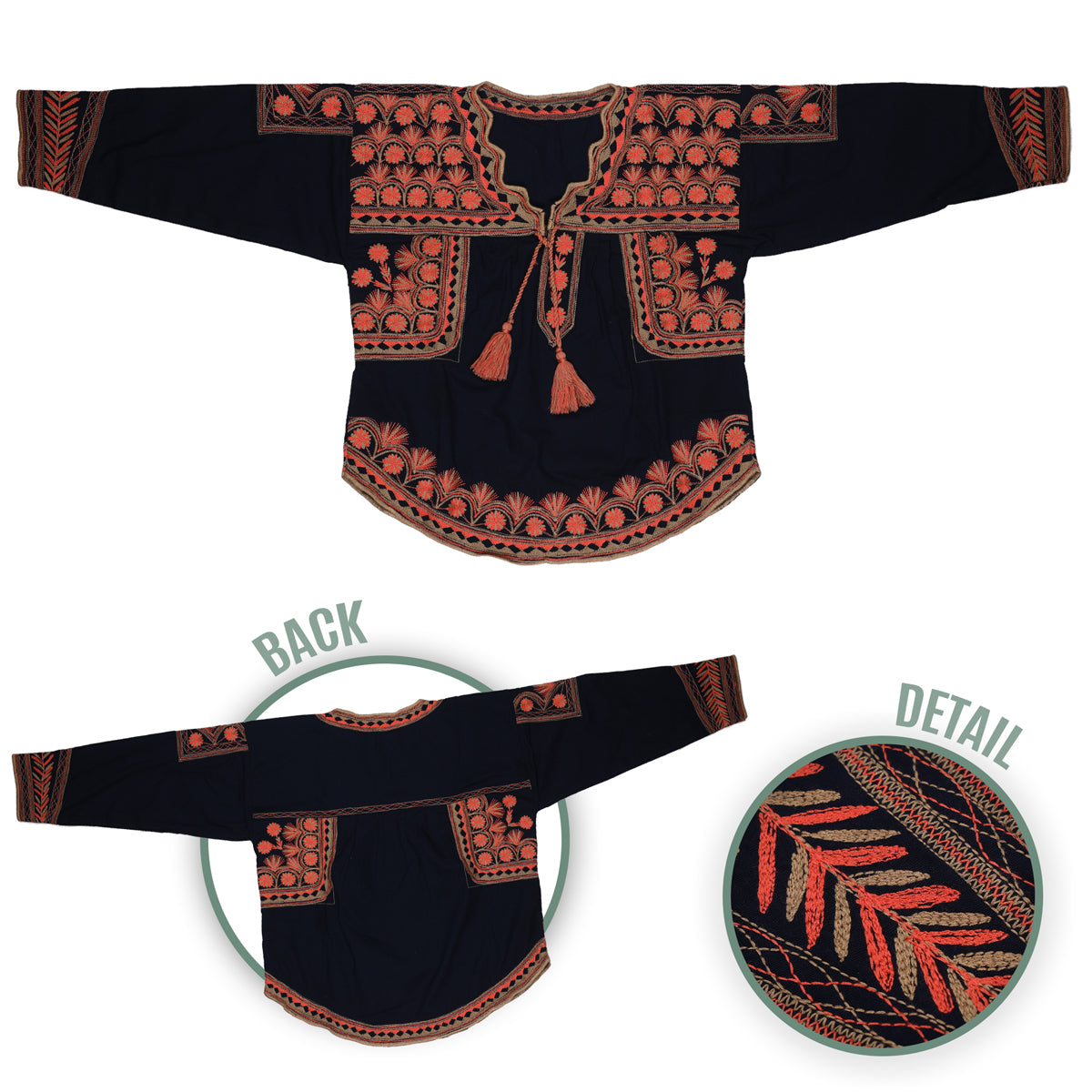 Xuuxy Embroidered 3/4 Sleeve Blouse